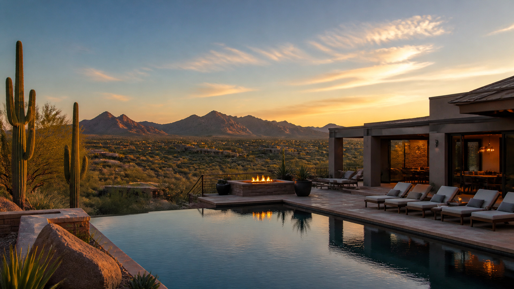 Luxury desert stay in Arizona at sunset